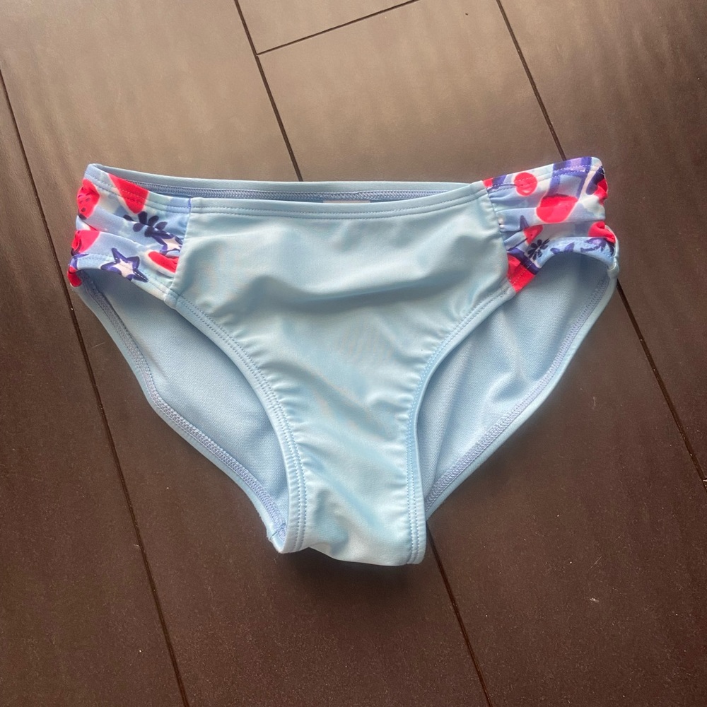 Cat & Jack blue strawberry & stars bathing suit bikini bottoms size 7/8